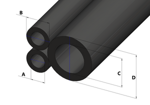 Tubo trigemellare per passaggio aria e latte - Ø7mm x Ø14mm + Ø14mm x Ø25mm